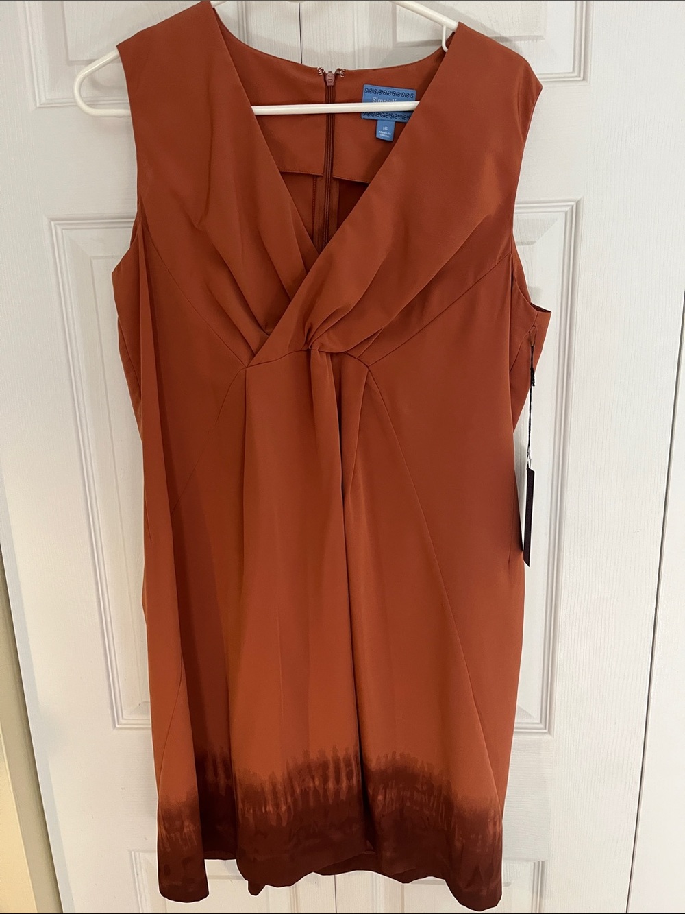 Vera Wang Rust-Tone Midi Dress with Twist Front
